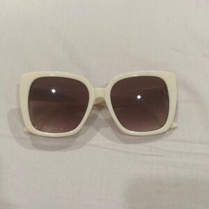 Oversized Square Women's Sunglasses - Cream Frame, Brown Lenses